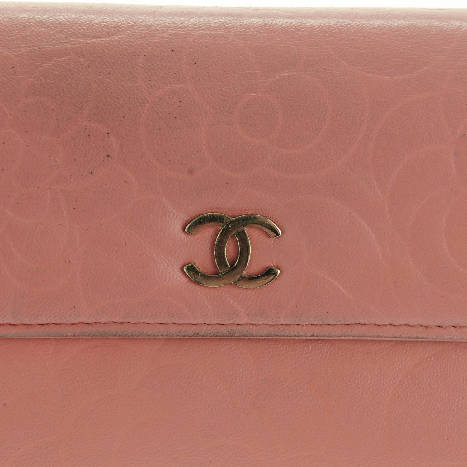 Chanel Lambskin Embossed Camellia Large Gusset Flap Wallet Pink 7 of 14