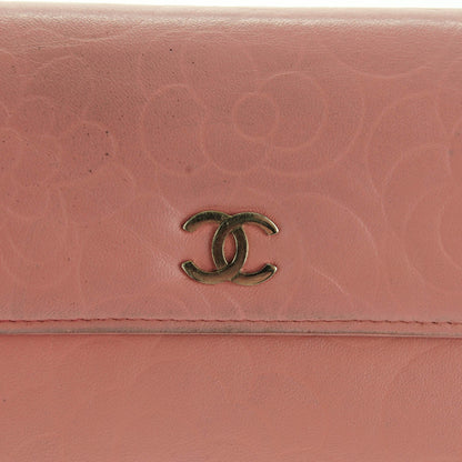 Chanel Lambskin Embossed Camellia Large Gusset Flap Wallet Pink 7 of 14
