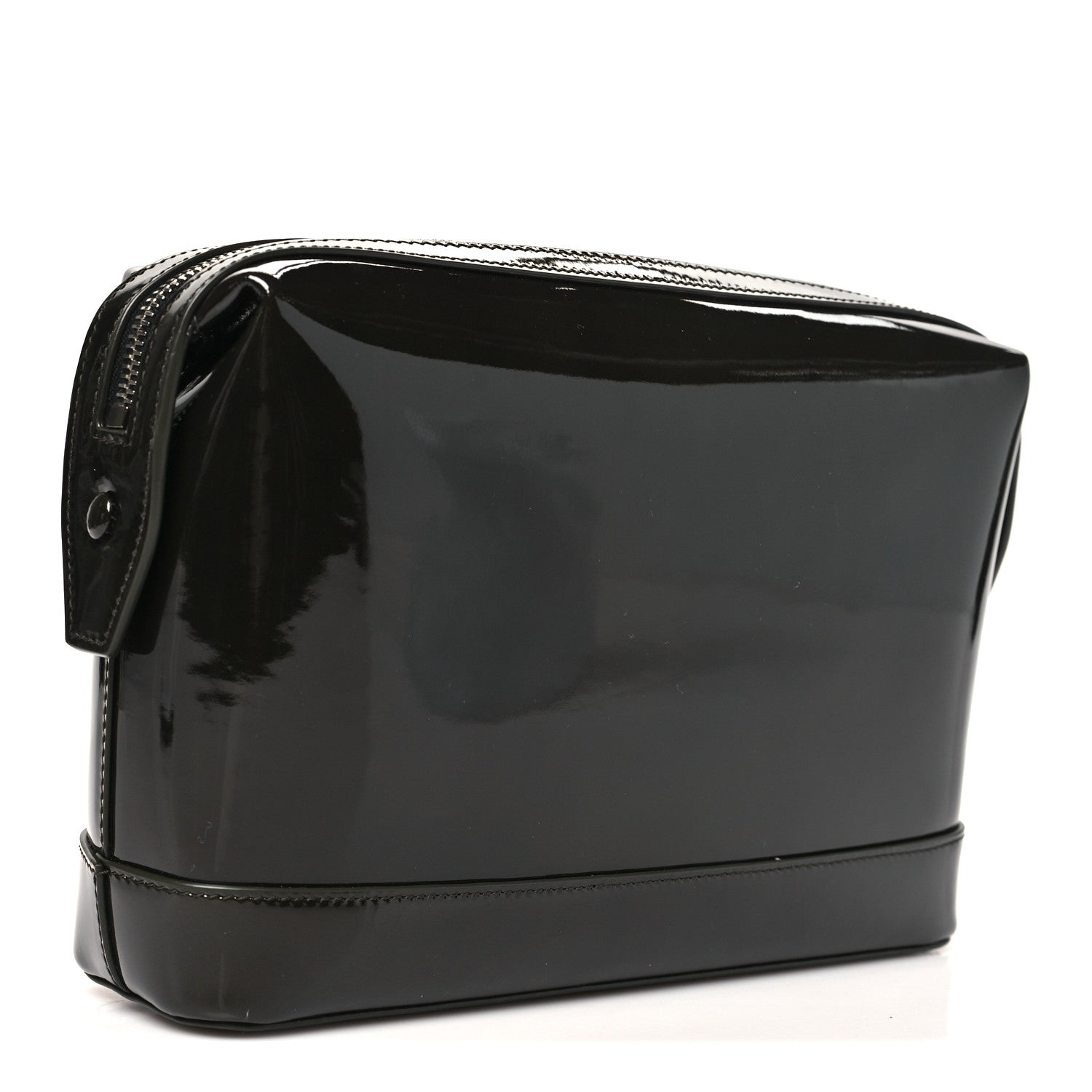 Saint Laurent Patent Zip Cosmetic Pouch Dark Vineyard Green 3 of 8