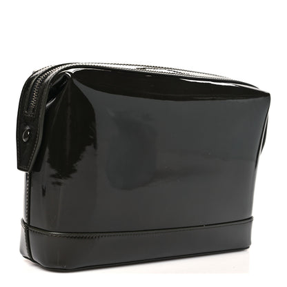 Saint Laurent Patent Zip Cosmetic Pouch Dark Vineyard Green 3 of 8