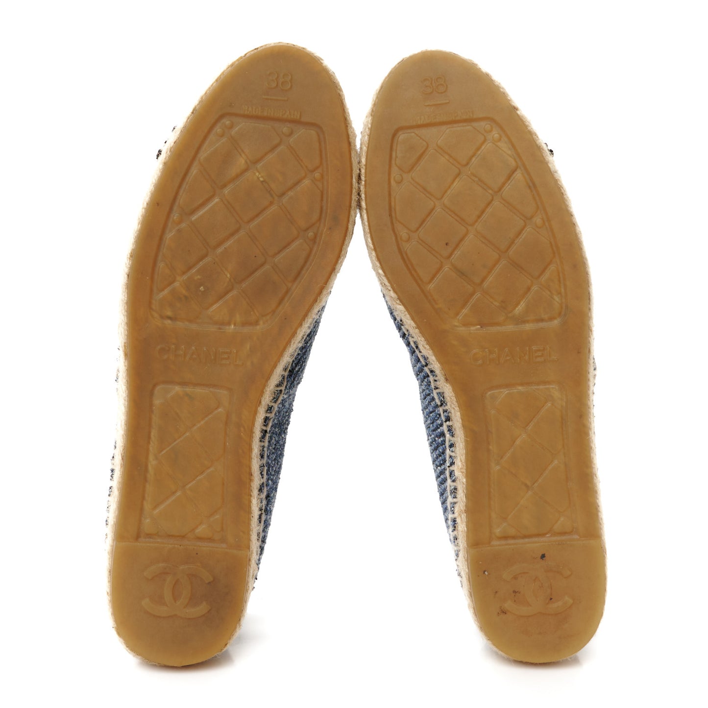 Cotton Tweed CC Espadrilles 38 Blue Ecru Black