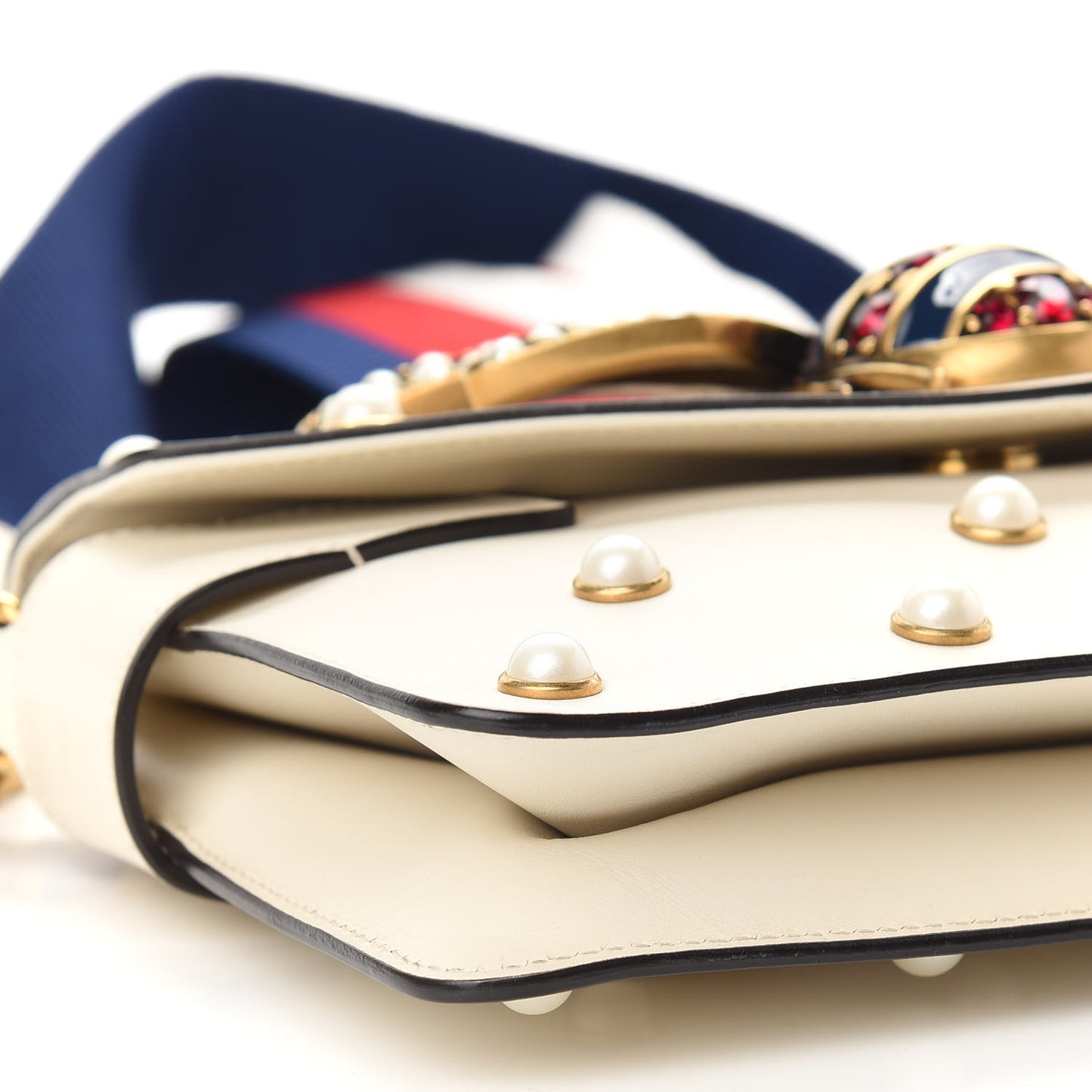 Nappa Pearl Studded Mini Queen Margaret Broadway Shoulder Bag Mystic White