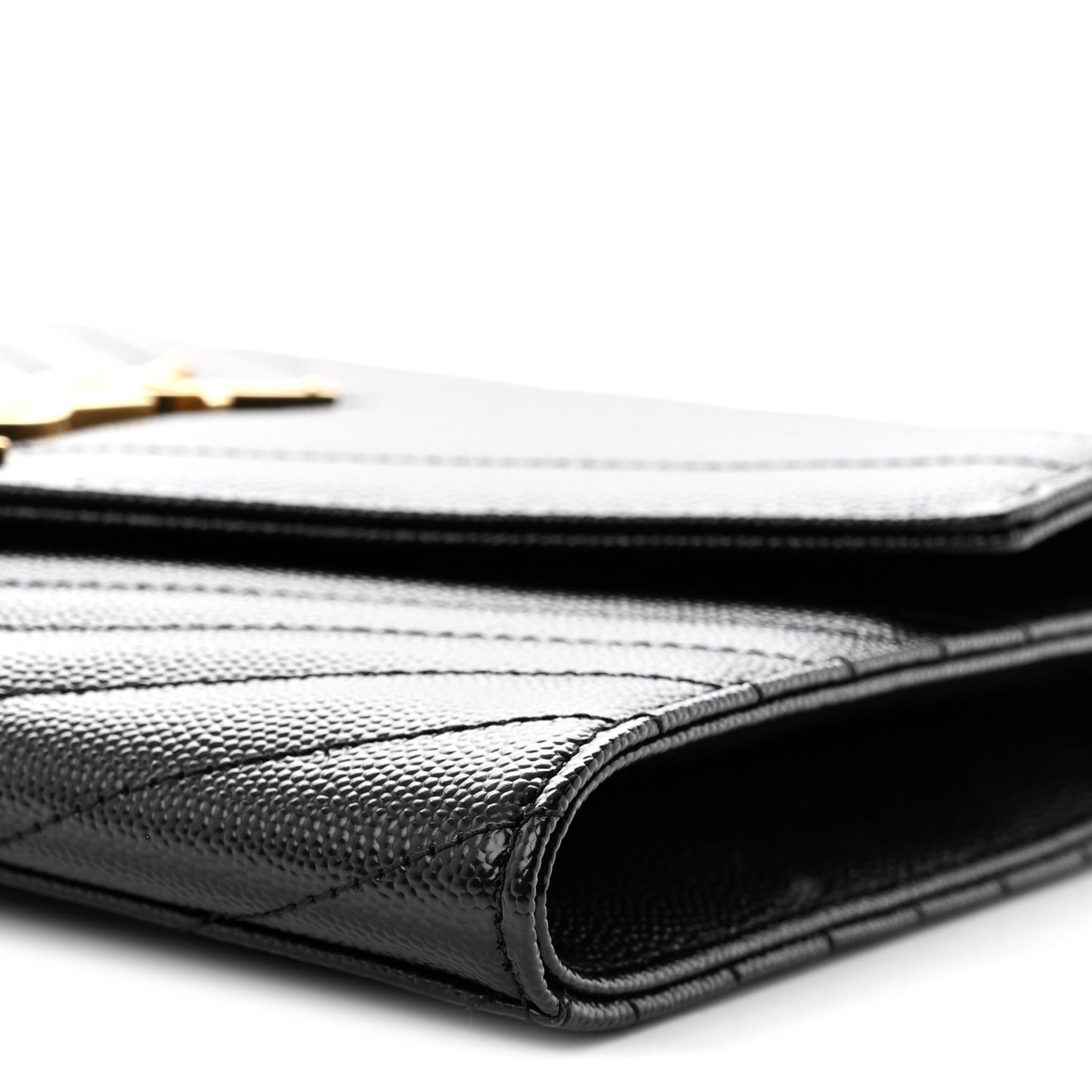 Grain De Poudre Matelasse Chevron Monogram Envelope Clutch Black Black