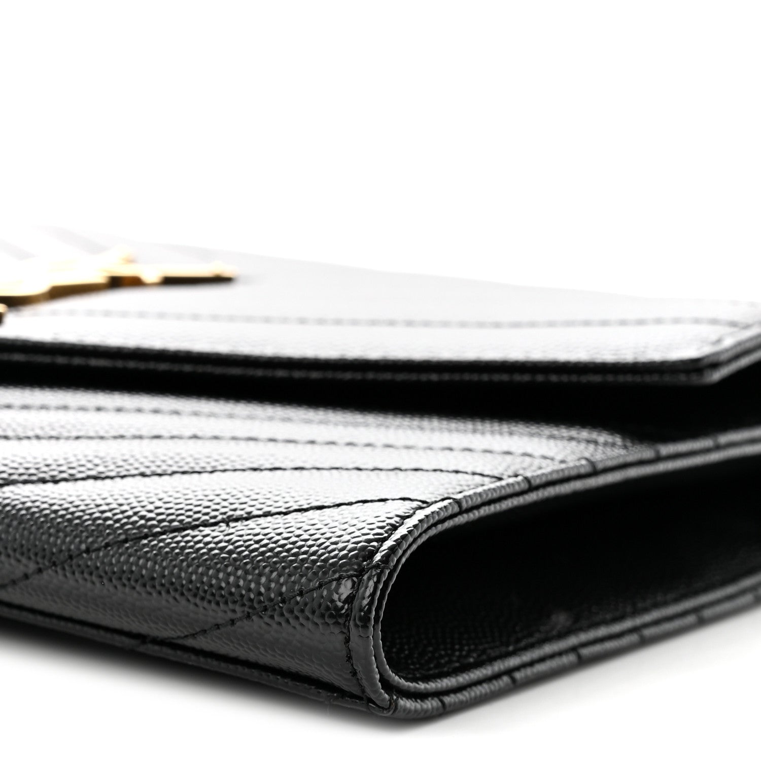 Saint Laurent Grain De Poudre Matelasse Chevron Monogram Envelope Clutch Black Black 10 of 11