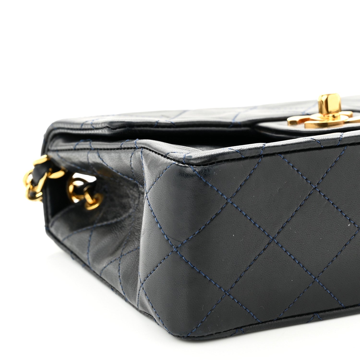 Chanel Lambskin Quilted Mini Square Flap Navy Blue 8 of 9
