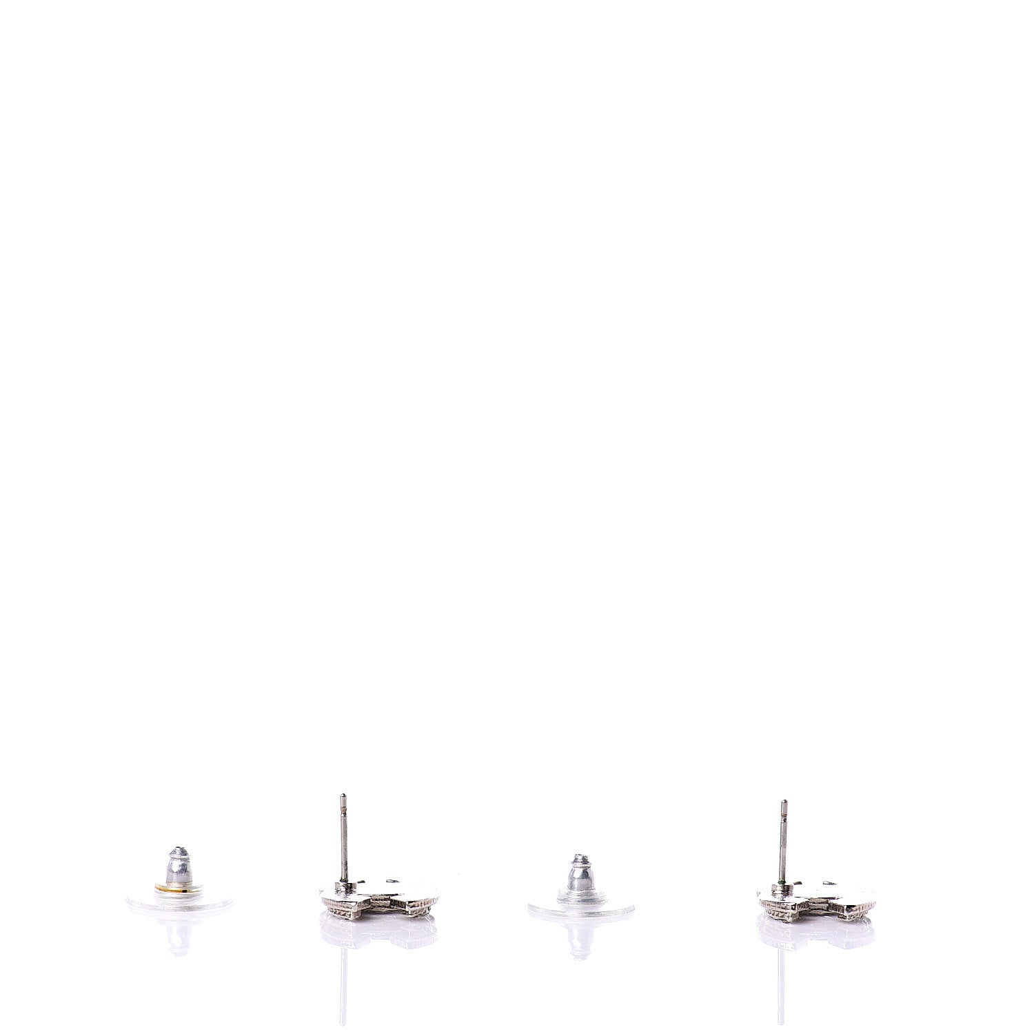 Chanel Crystal Mini Timeless CC Earrings Silver 3 of 5