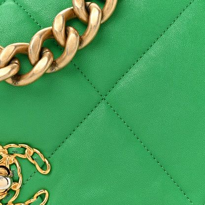 Chanel Goatskin Quilted Large Chanel 19 Flap Green 8 of 12