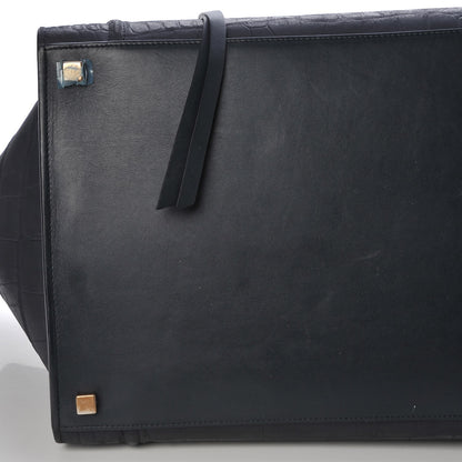 Celine Crocodile Embossed Nubuck Medium Phantom Luggage Navy Blue 10 of 10