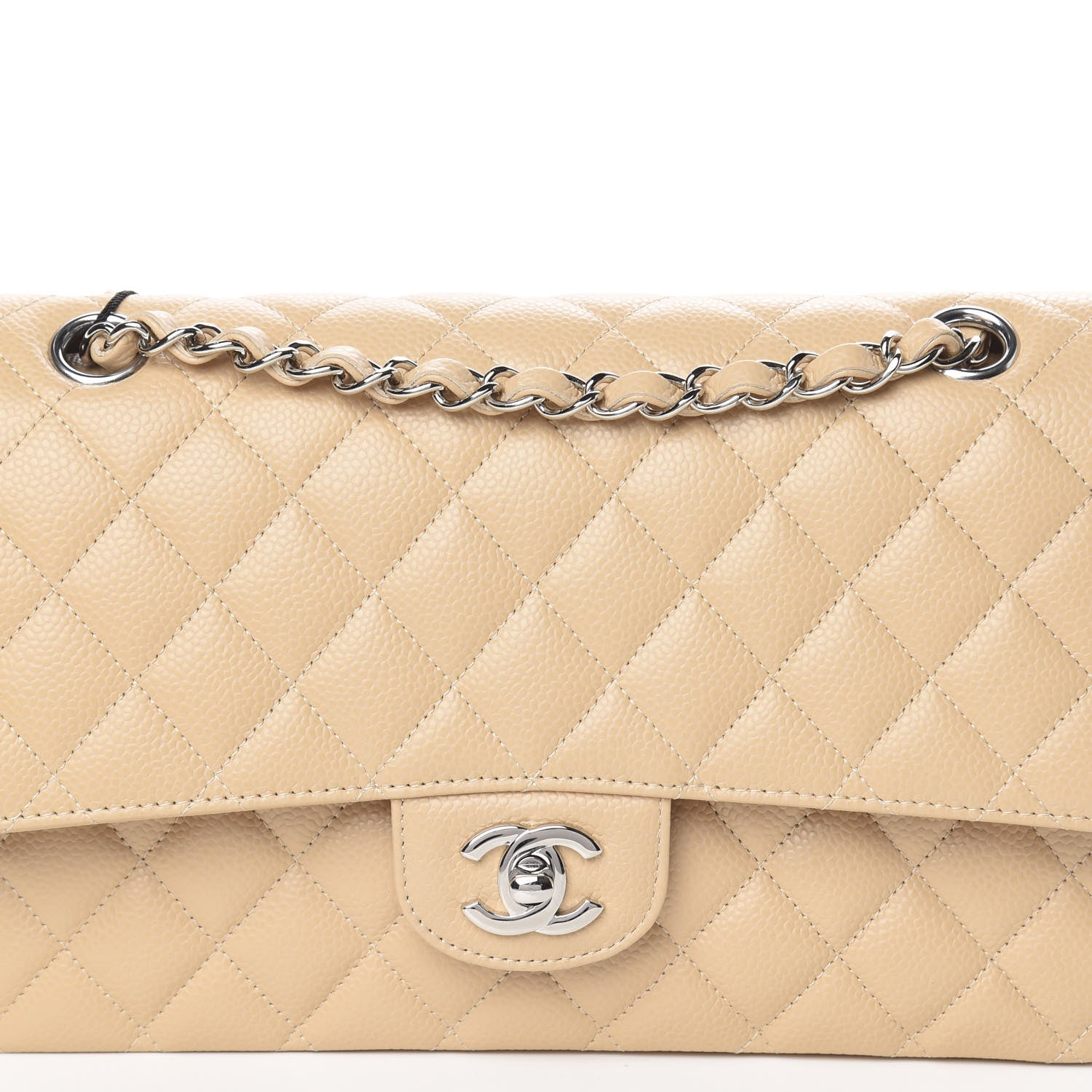 Chanel Caviar Quilted Medium Double Flap Beige 9 of 11