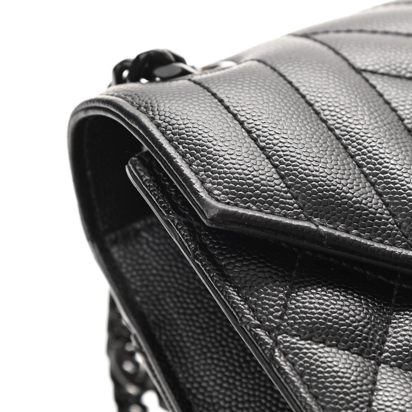 Grain De Poudre Textured Mixed Matelasse Triquilt Medium Monogram Satchel Black