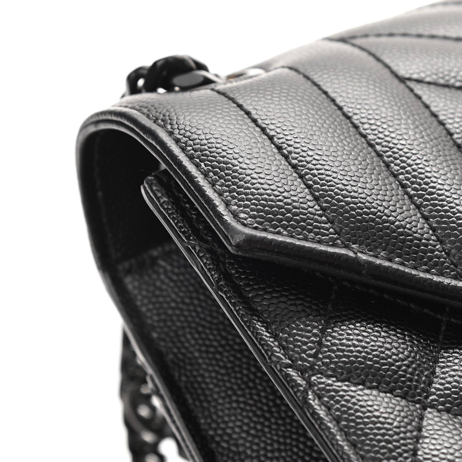 Saint Laurent Grain De Poudre Textured Mixed Matelasse Triquilt Medium Monogram Satchel Black 12 of 14