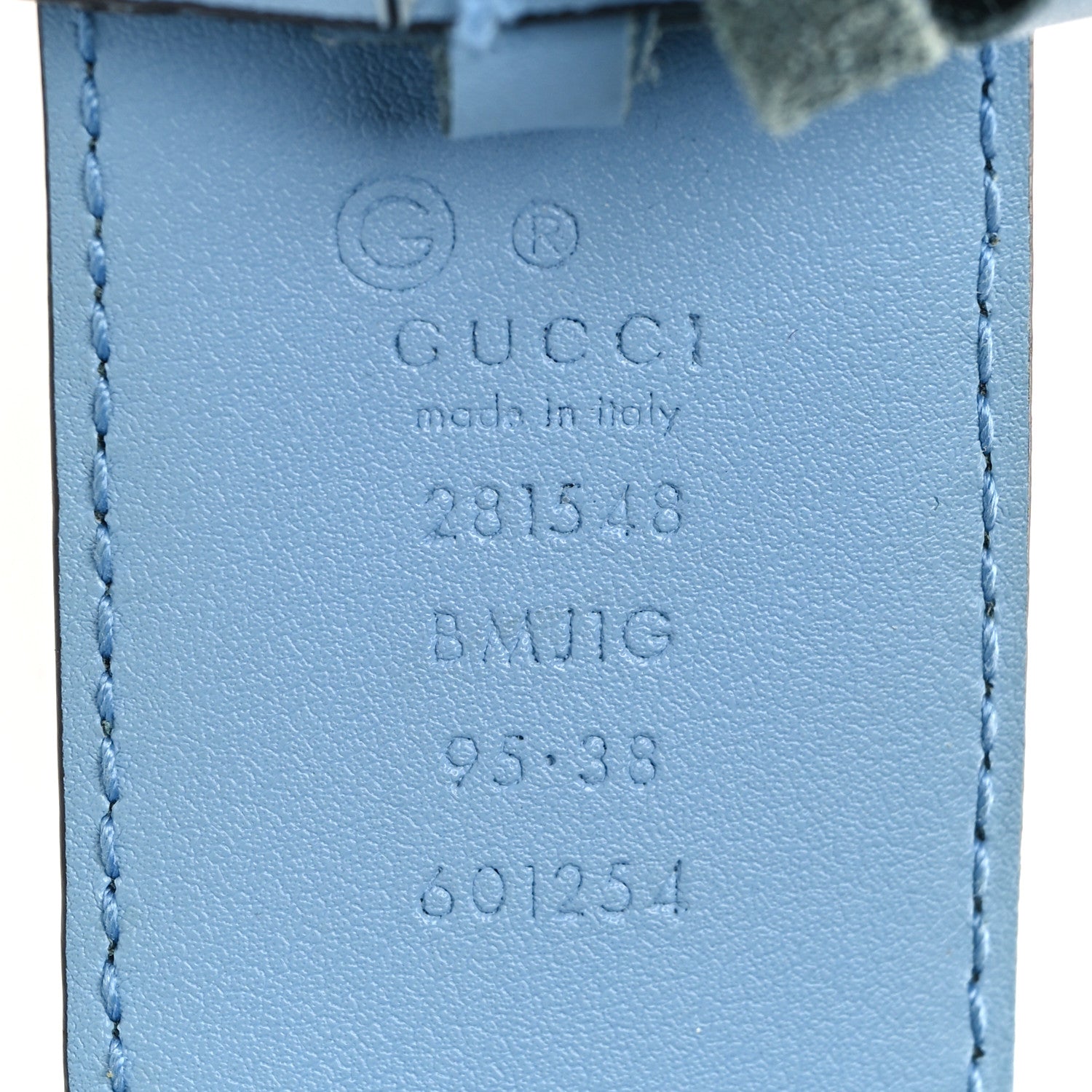 Gucci Soft Microguccissima Margaux Calfskin Belt 95 38 Mineral Blue 3 of 6