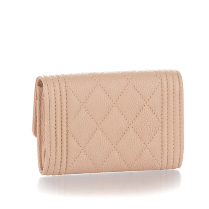 Chanel Caviar Quilted Boy Card Holder Wallet Beige Clair 3 of 8