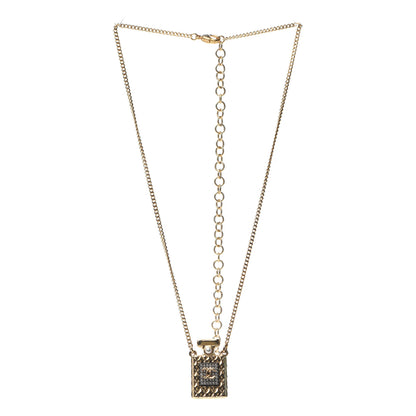 Chanel Crystal Pearl Perfume Bottle CC Necklace Black Gold 2 of 4