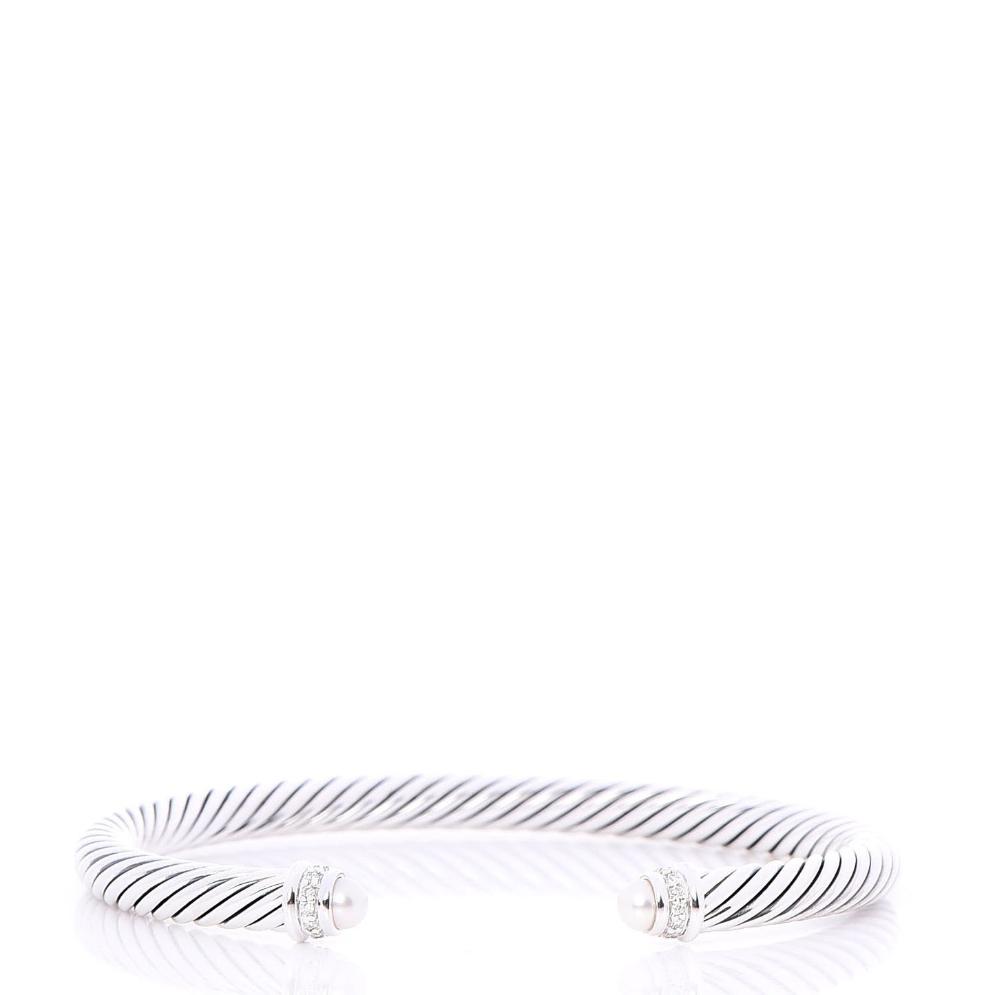 Sterling Silver Diamond Pearl 5mm Cable Classics Bracelet
