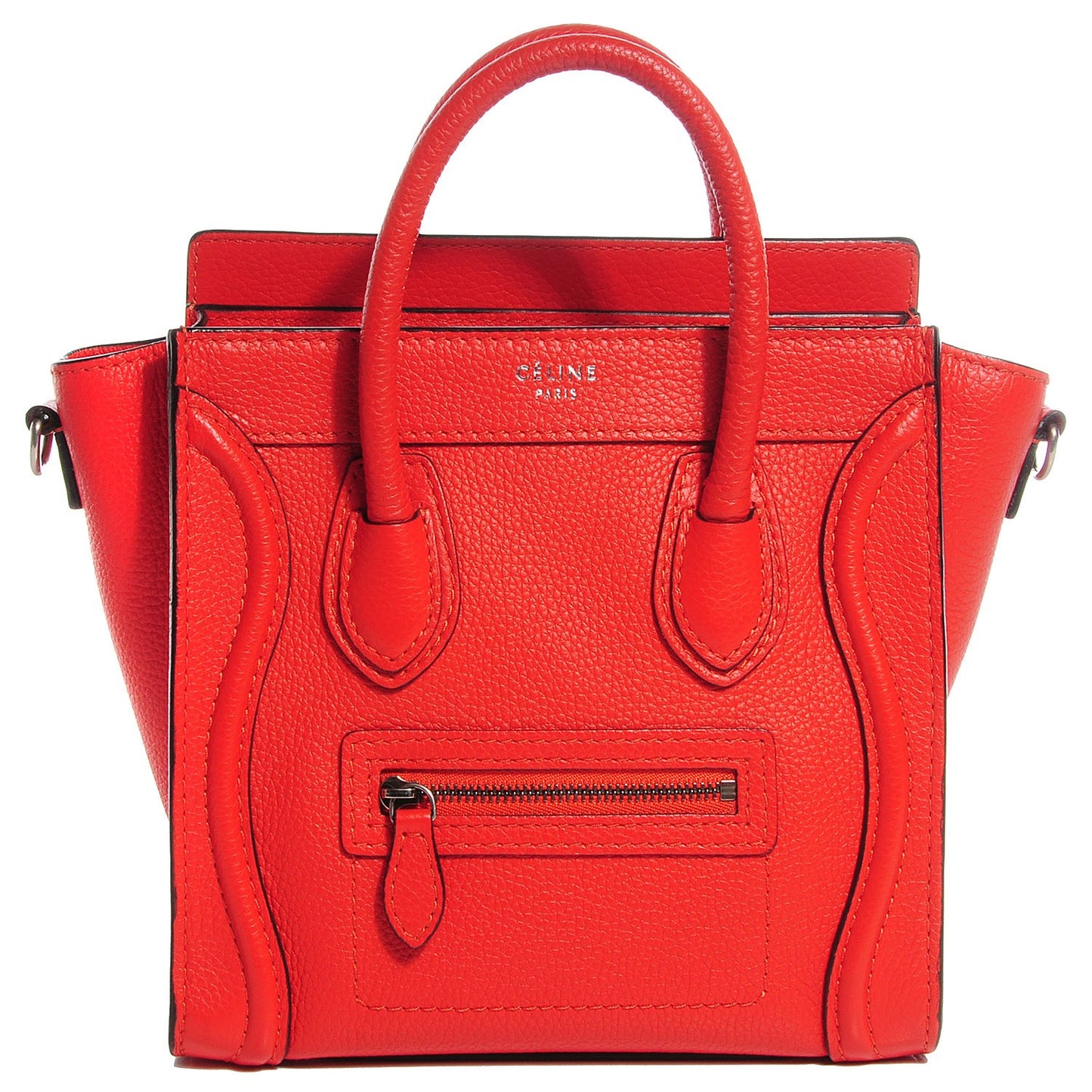 Drummed Calfskin Nano Luggage Vermillion