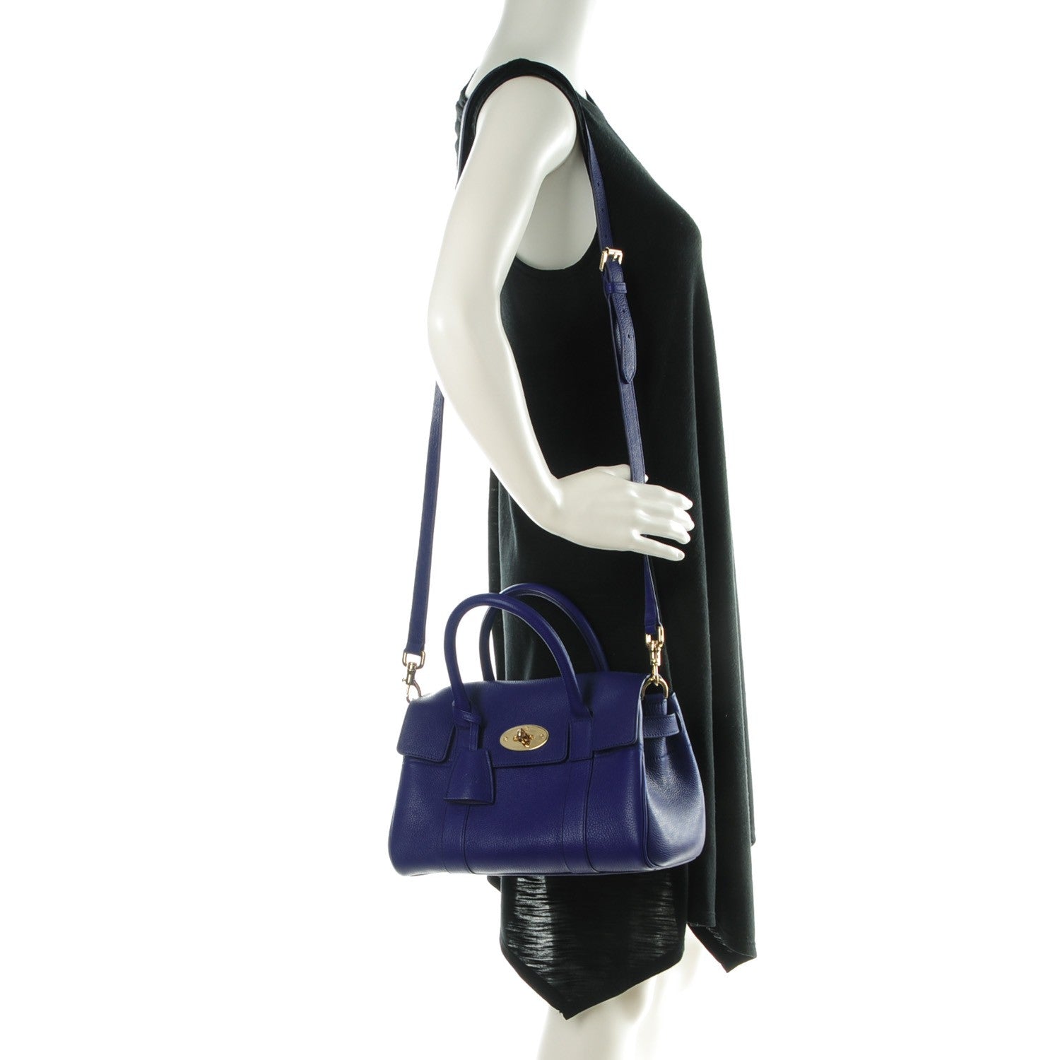 Mulberry Classic Grain Small Bayswater Satchel Neon Blue 2 of 9