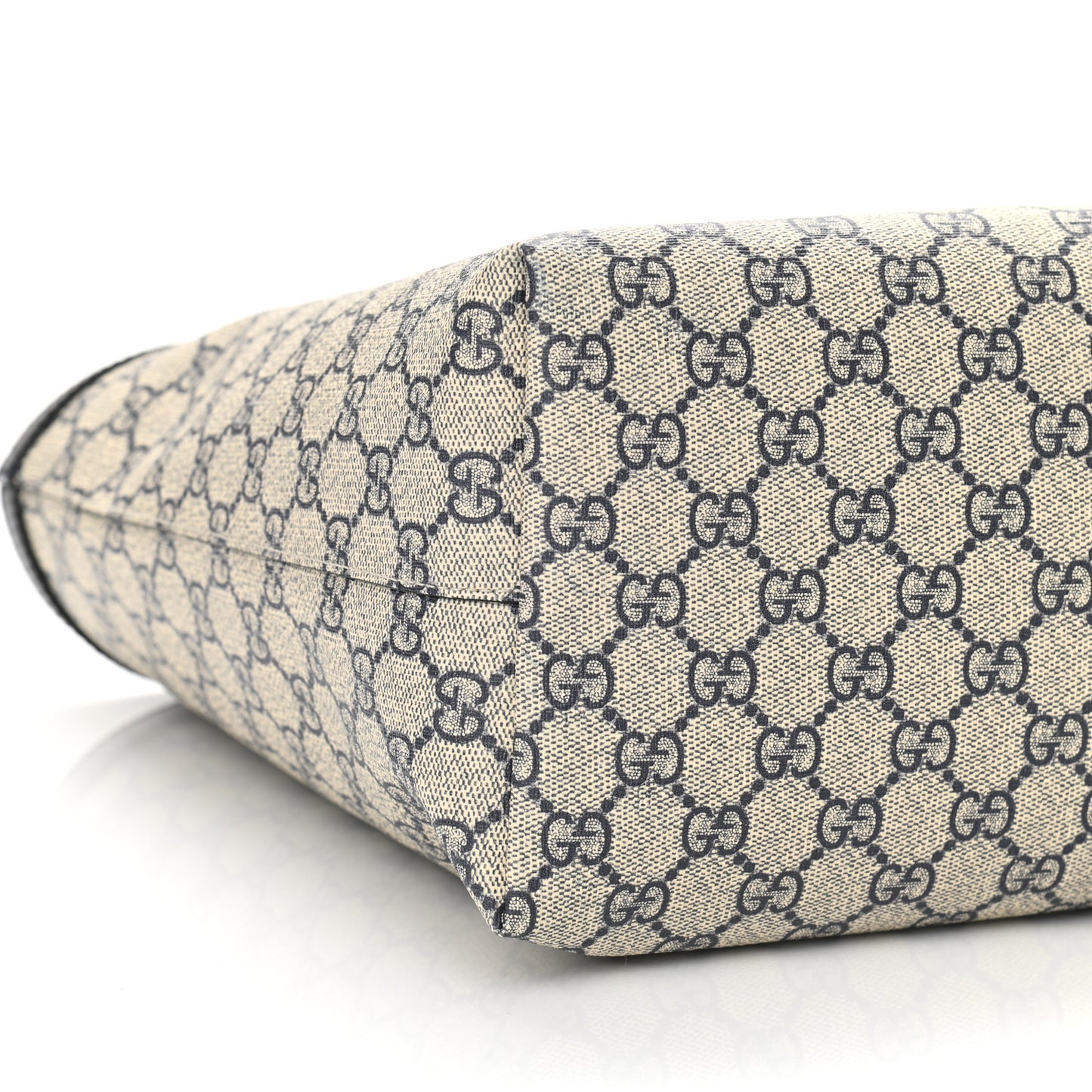GG Supreme Monogram Textured Calfskin Web Medium Ophidia Shopping Tote Beige Blue