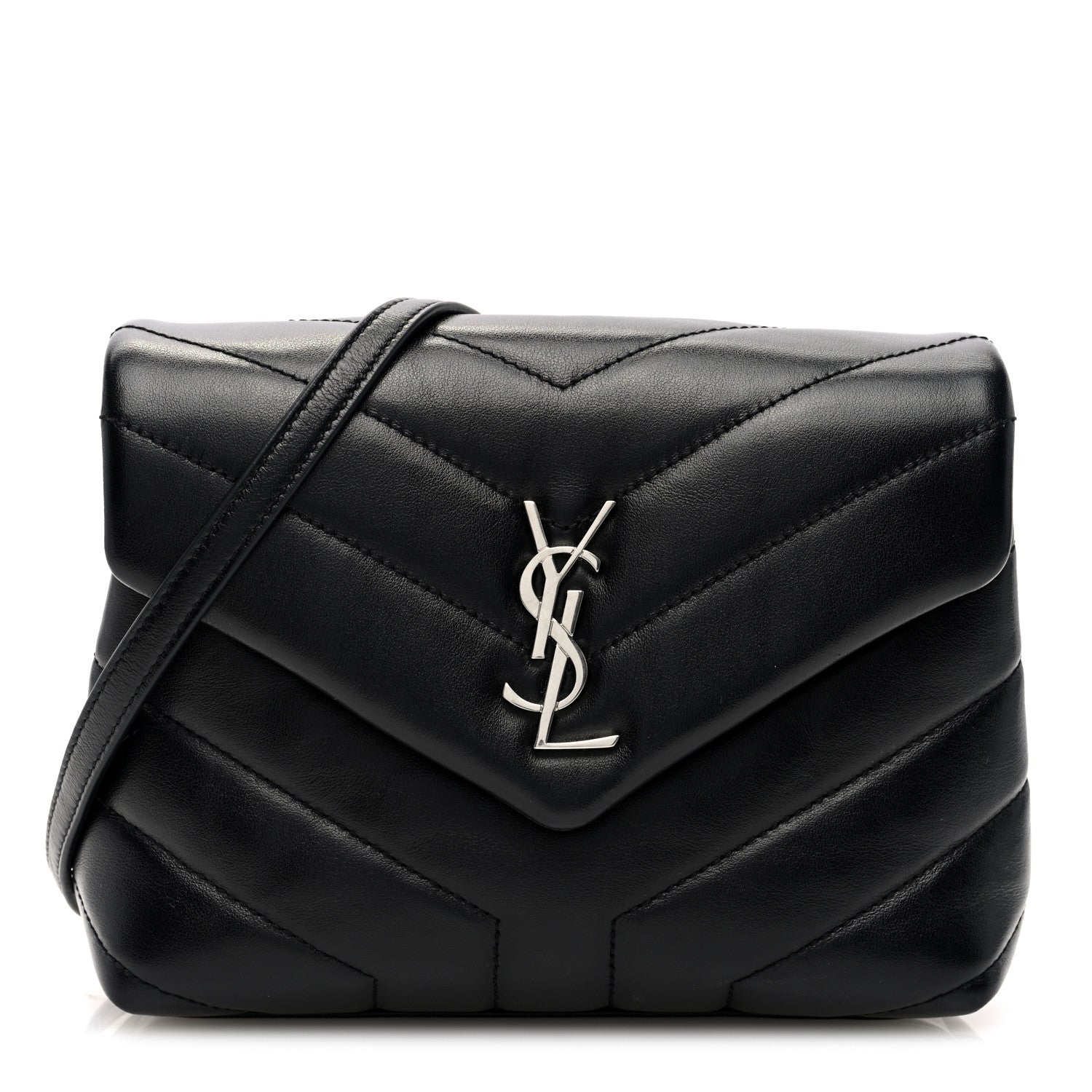 Saint Laurent Calfskin Y Quilted Monogram Toy Loulou Crossbody Bag Black 1 of 9