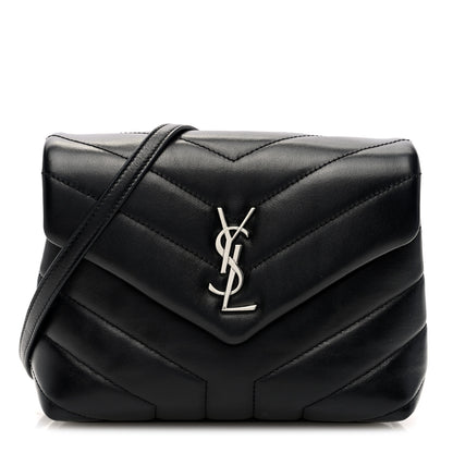 Saint Laurent Calfskin Y Quilted Monogram Toy Loulou Crossbody Bag Black 1 of 9