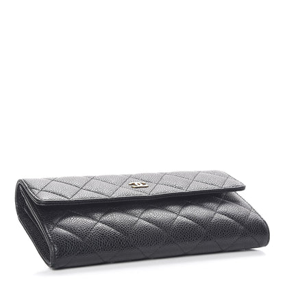 Chanel Caviar Quilted Large Gusset Flap Wallet Black 4 of 12
