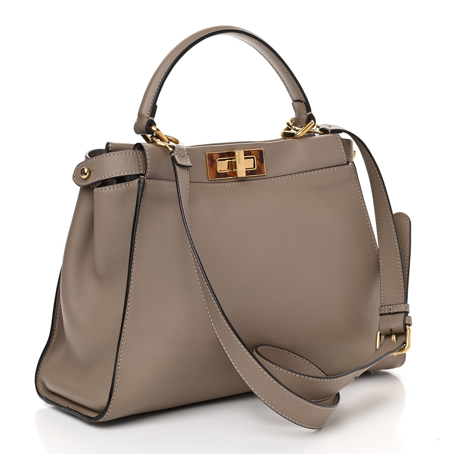 Fendi Vitello Seta Plexiglass Tortoise Medium Peekaboo Iconic Satchel Tortora 3 of 13
