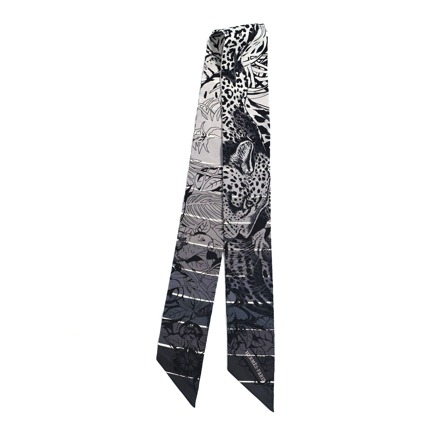 Hermes Silk Jungle Love Rainbow Twilly Gris Black White 2 of 4
