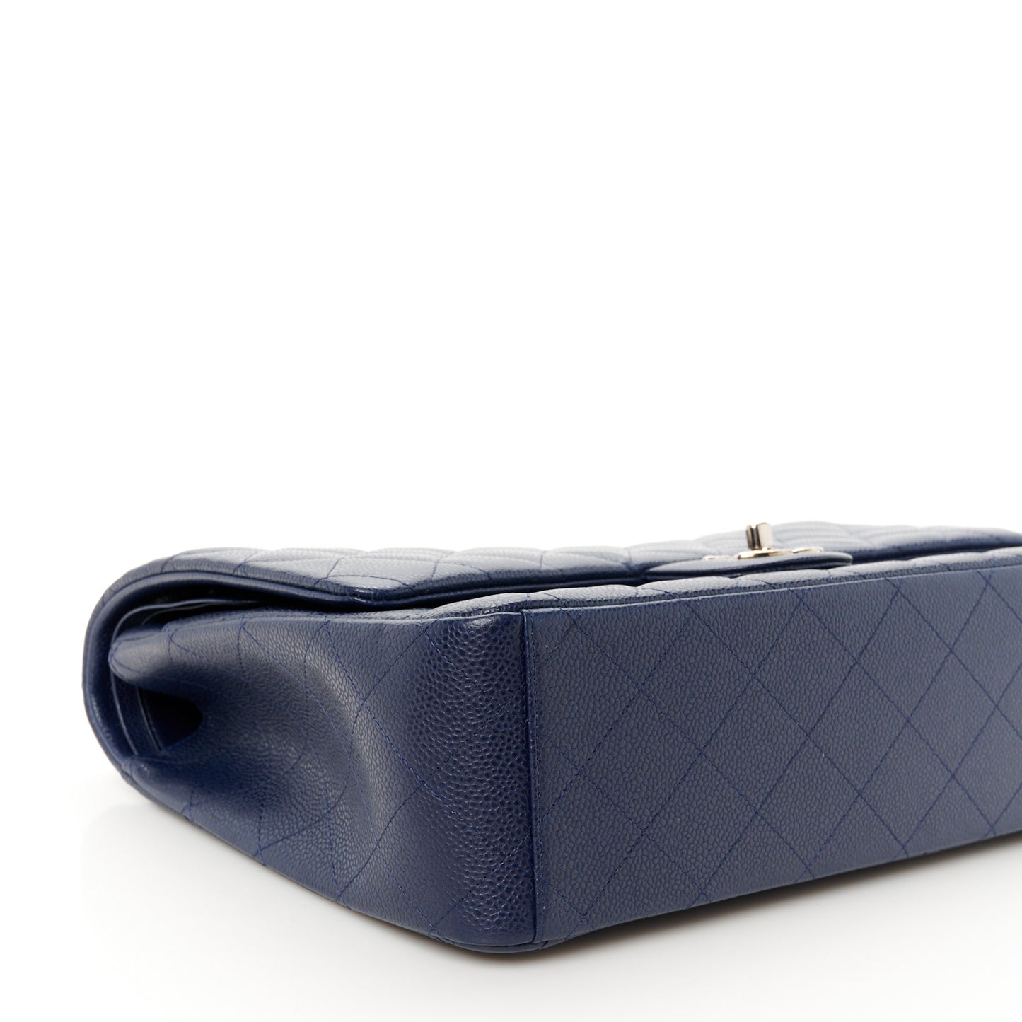 Caviar Quilted Maxi Double Flap Navy Blue