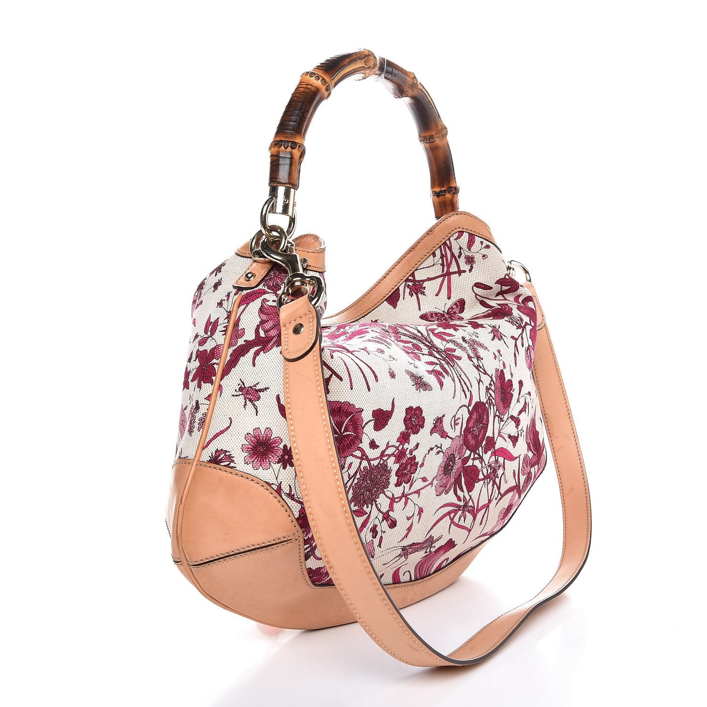 Canvas Floral Flora Medium Peggy Bamboo Top Handle Hobo