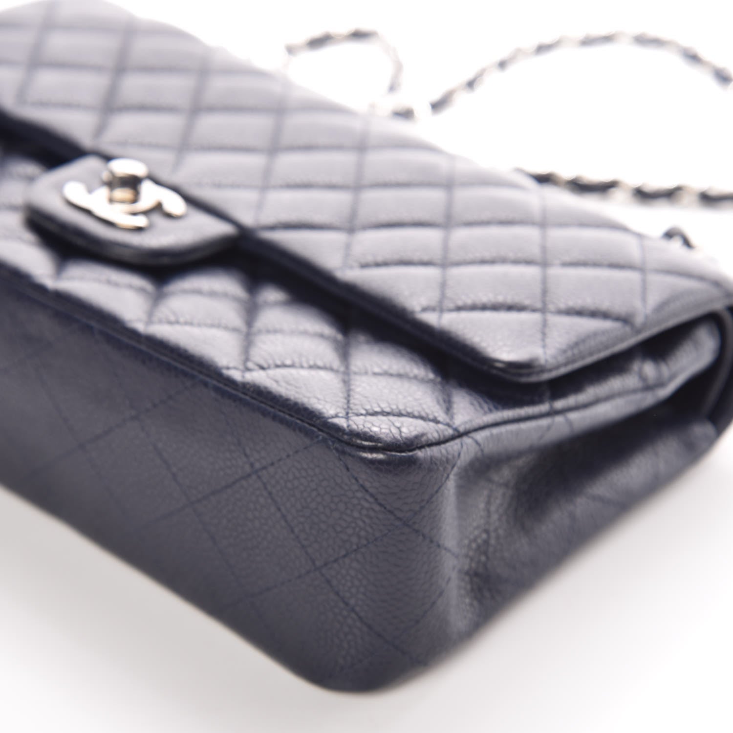 Chanel Caviar Quilted Medium Double Flap Dark Blue 10 of 12