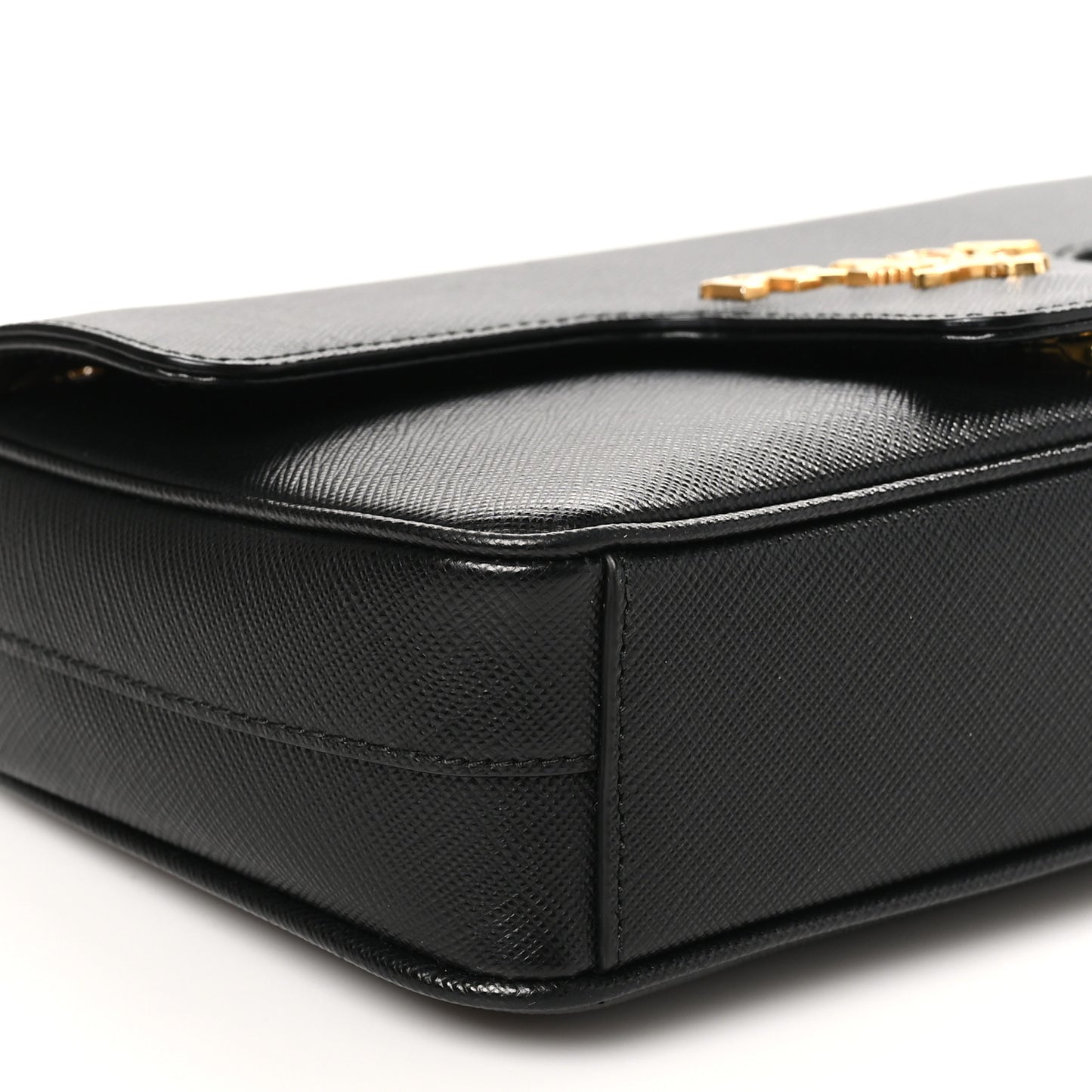 Saffiano Flap Shoulder Bag Black