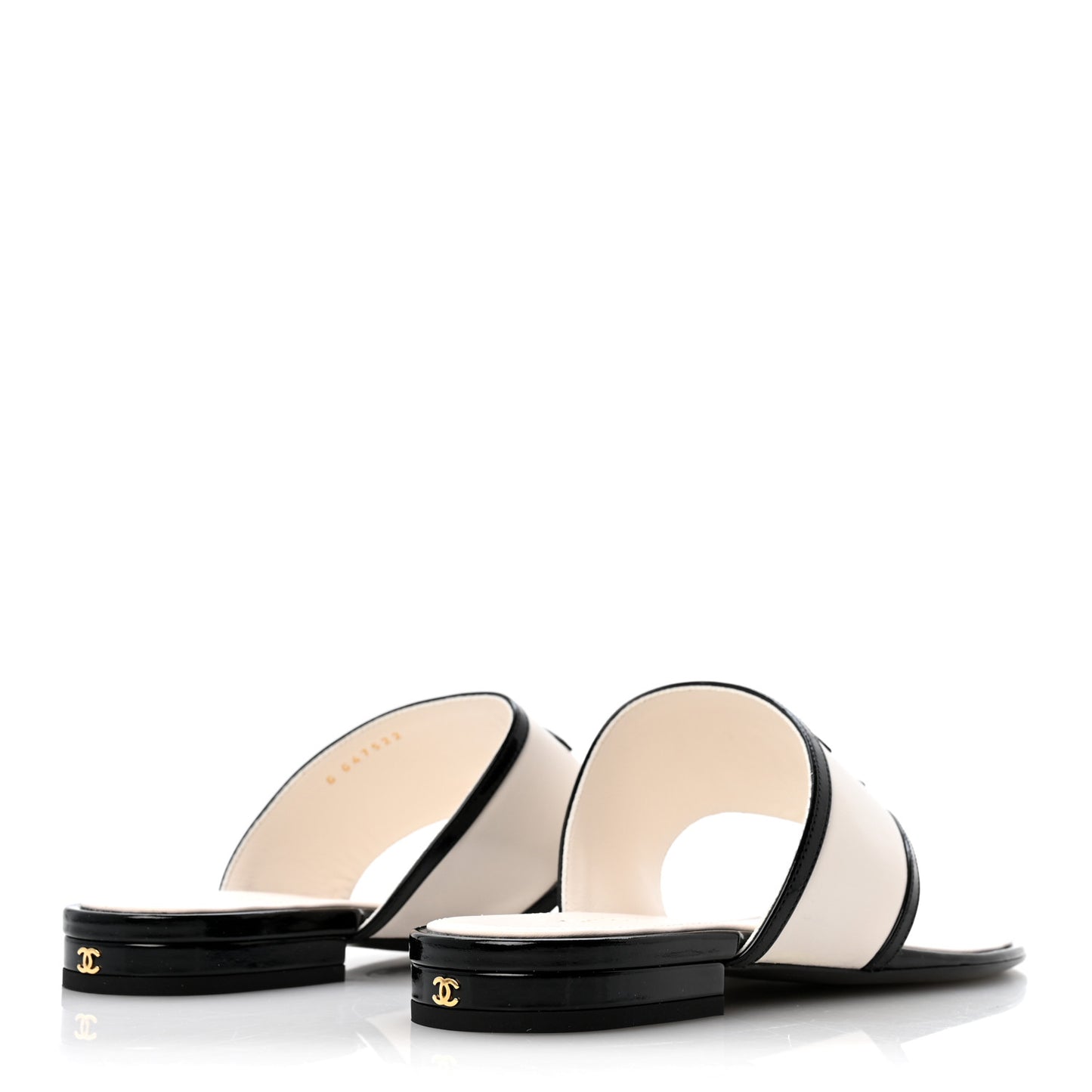 Lambskin Patent Calfskin CC Thong Sandals 39 White Black