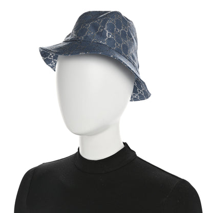 Gucci Canvas Lame GG Monogram Bucket Hat S Light Blue Silver 2 of 9
