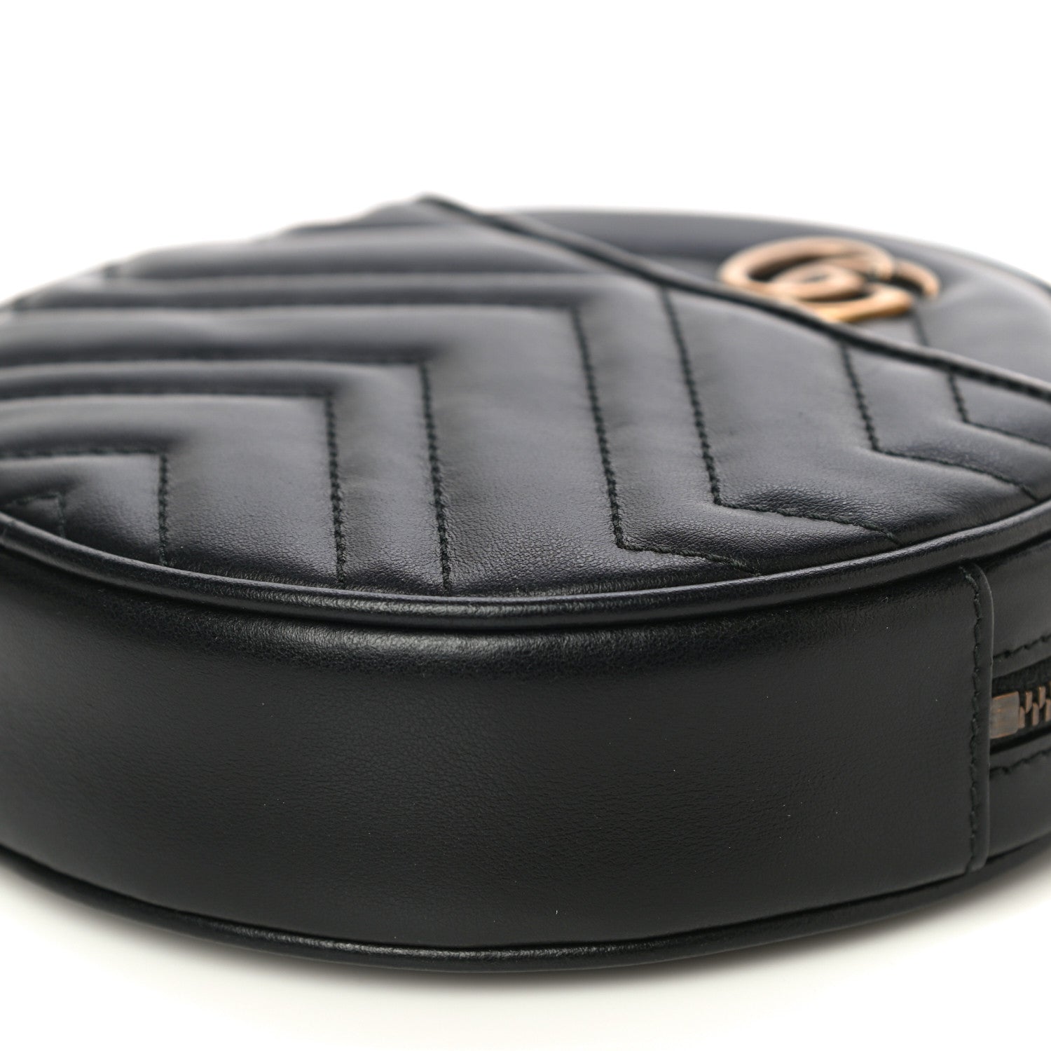 Gucci Calfskin Matelasse GG Marmont Round Wrist Wallet Black 9 of 10