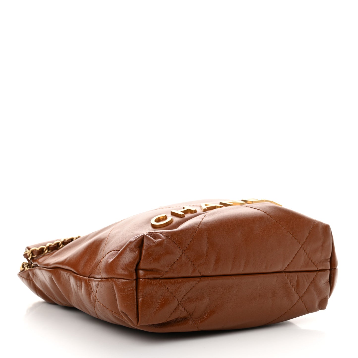 Shiny Calfskin Quilted Mini Chanel 22 Light Brown