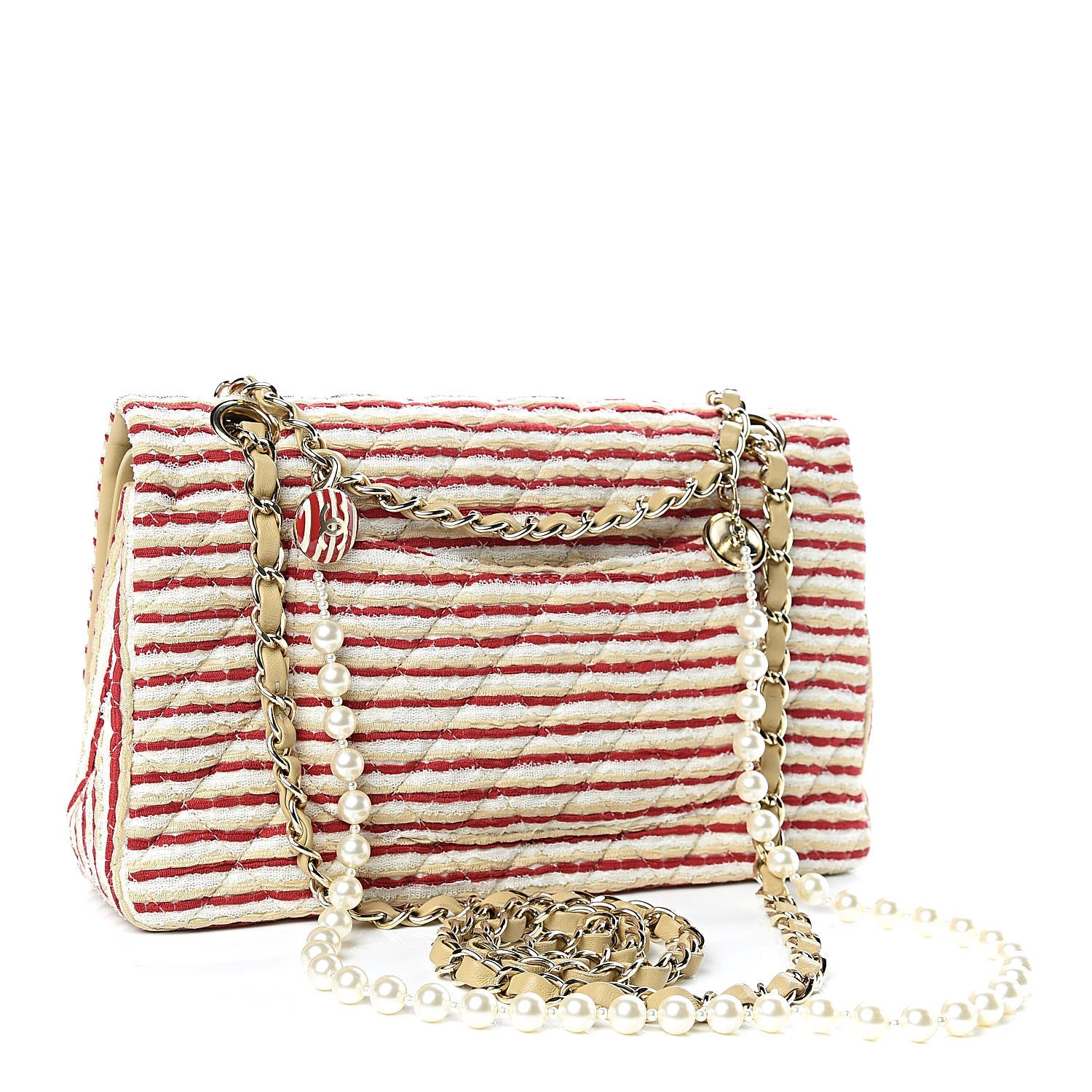 Chanel Jersey Quilted Medium Coco Sailor Flap Red White 3 of 12