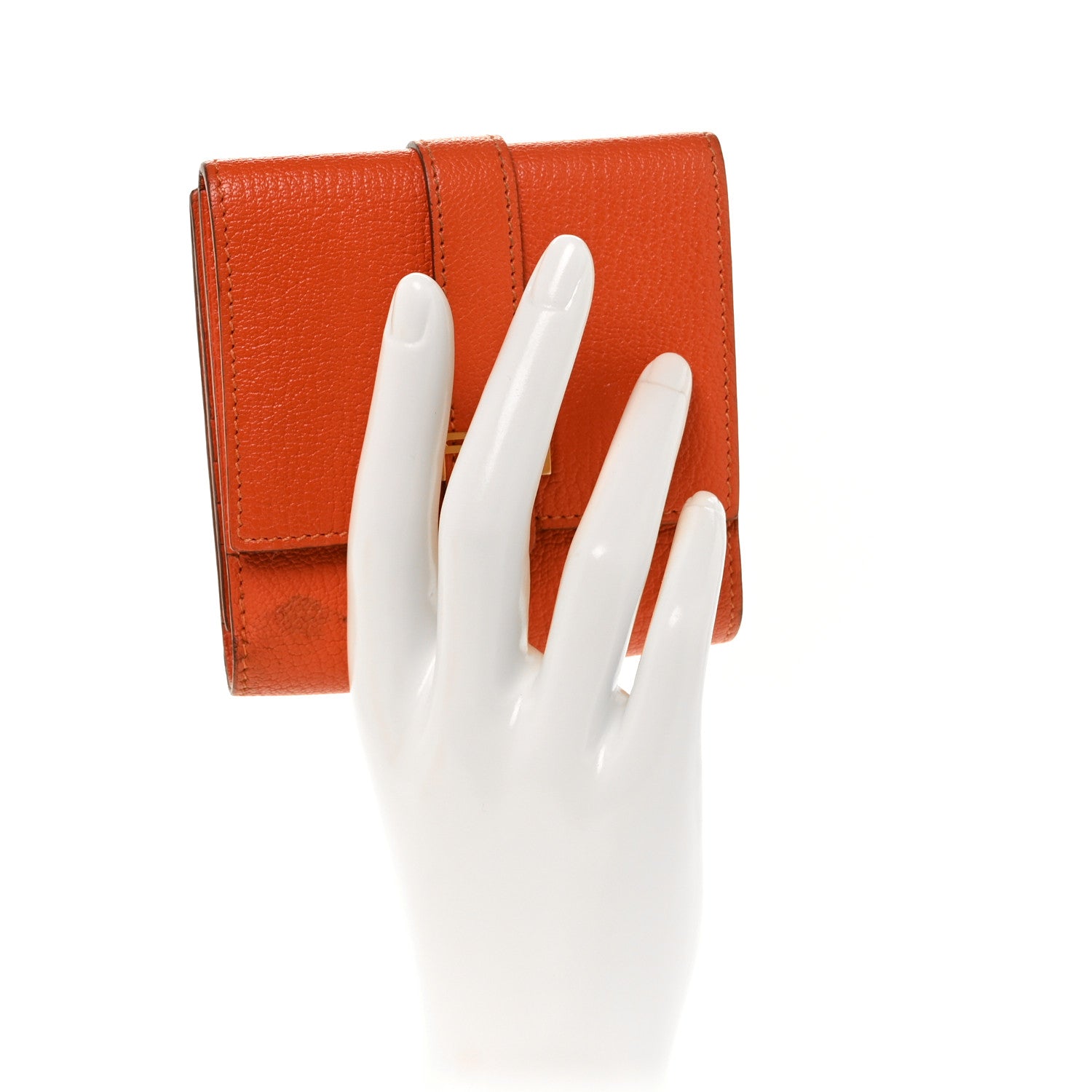 Hermes Chevre Mysore Tri Fold Bearn Wallet Orange 2 of 9