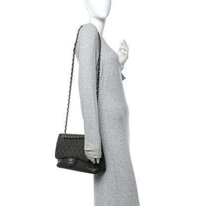 Chanel Caviar Quilted Jumbo Double Flap Grey 3 of 15