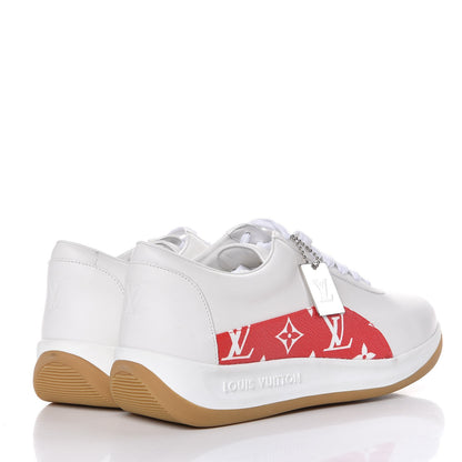 Louis Vuitton X SUPREME Calfskin Monogram Sneakers 7 White Red 4 of 9