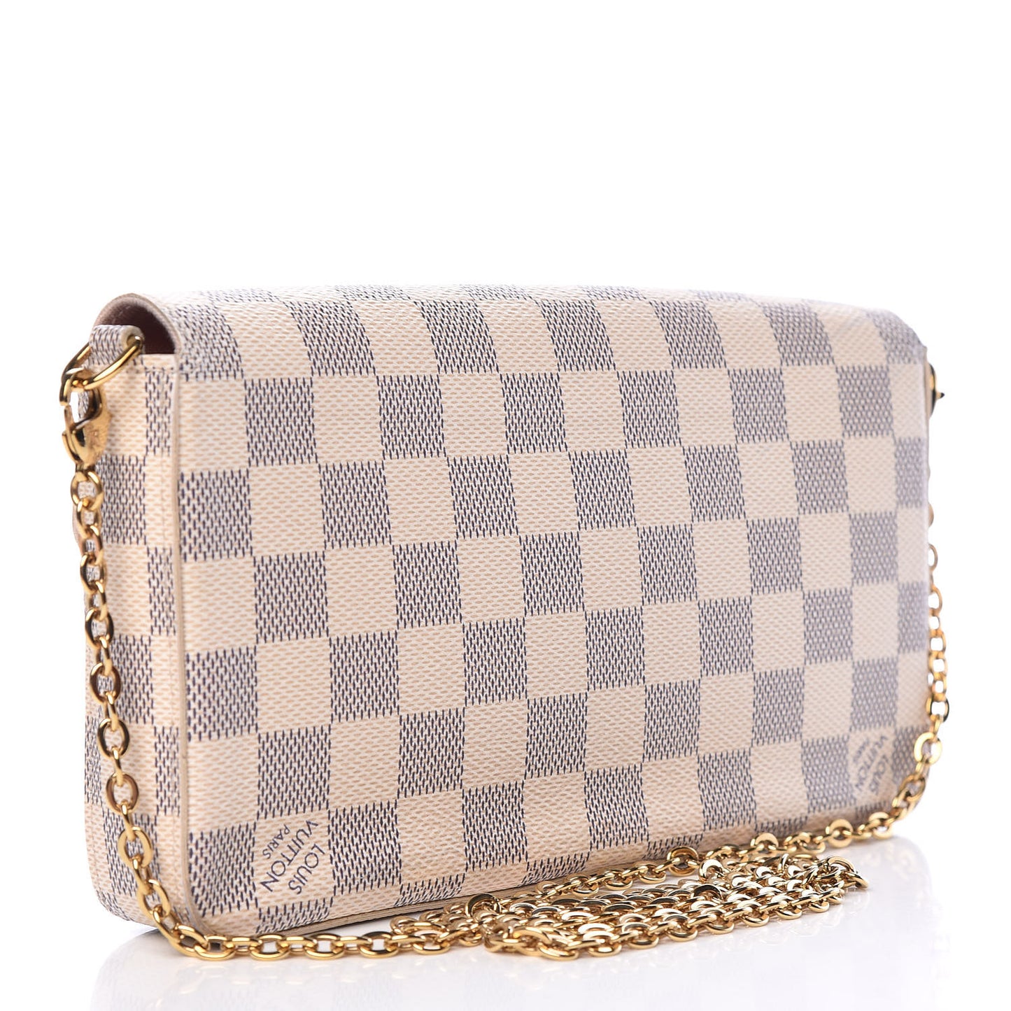 Damier Azur Pochette Felicie Chain Wallet Rose Ballerine