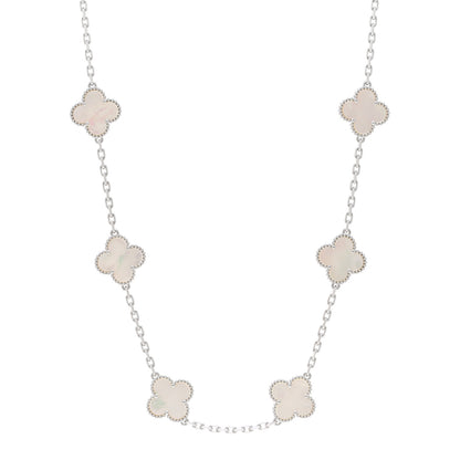 Van Cleef & Arpels 18K White Gold Mother of Pearl 10 Motifs Vintage Alhambra Necklace 1 of 6