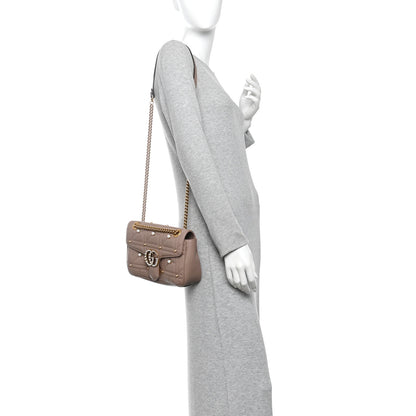 Gucci Calfskin Matelasse Studded Small Pearly GG Marmont Shoulder Bag Porcelain Rose 2 of 10