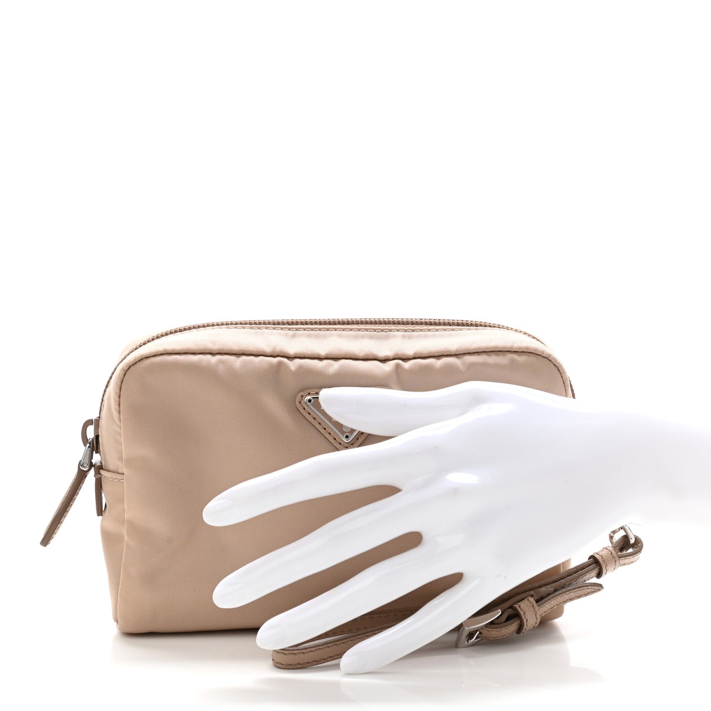 Tessuto Nylon Vela Saffiano Necessaire Wristlet Pouch Cammeo