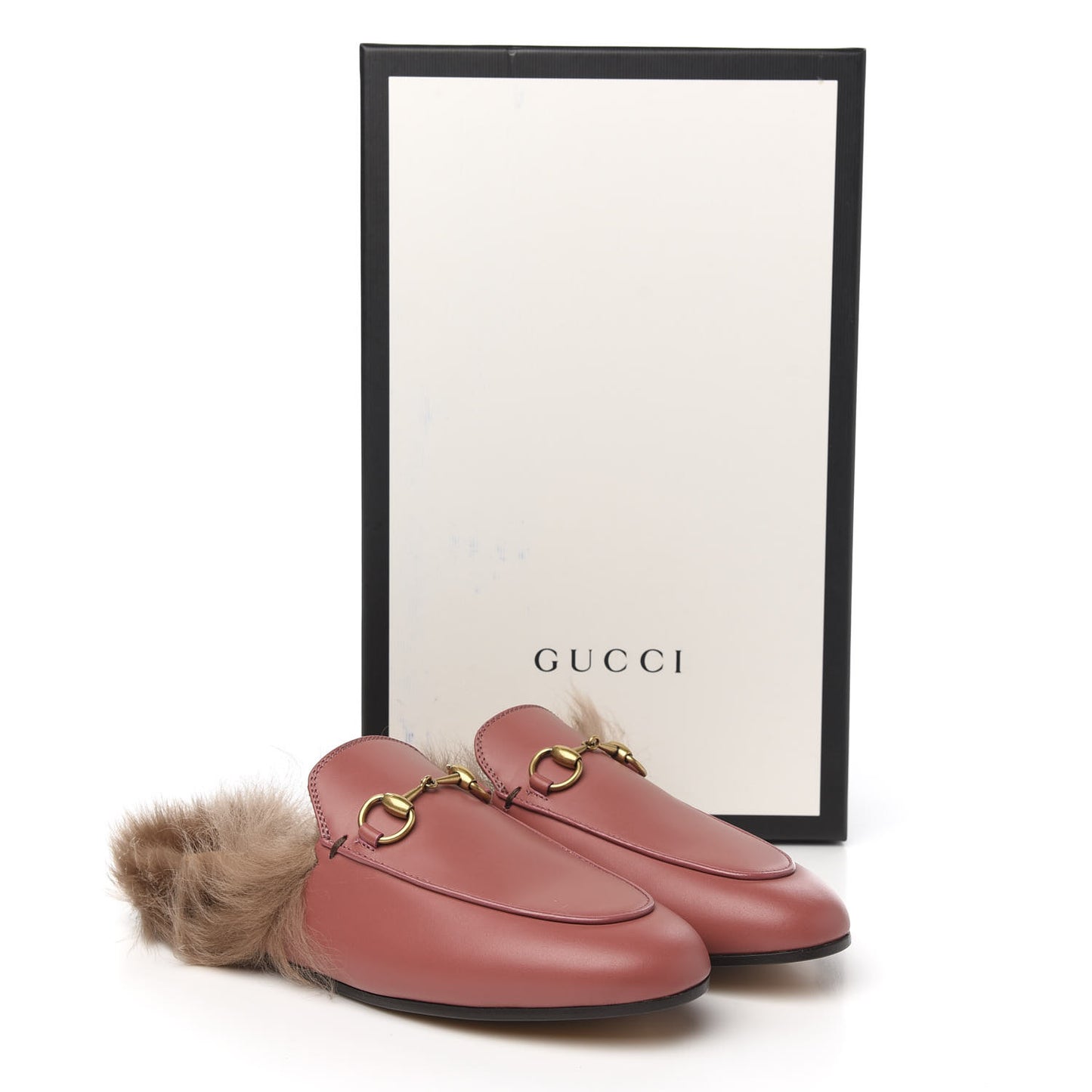 Calfskin Fur Womens Princetown Slippers 35 Lipstick Rose Natural