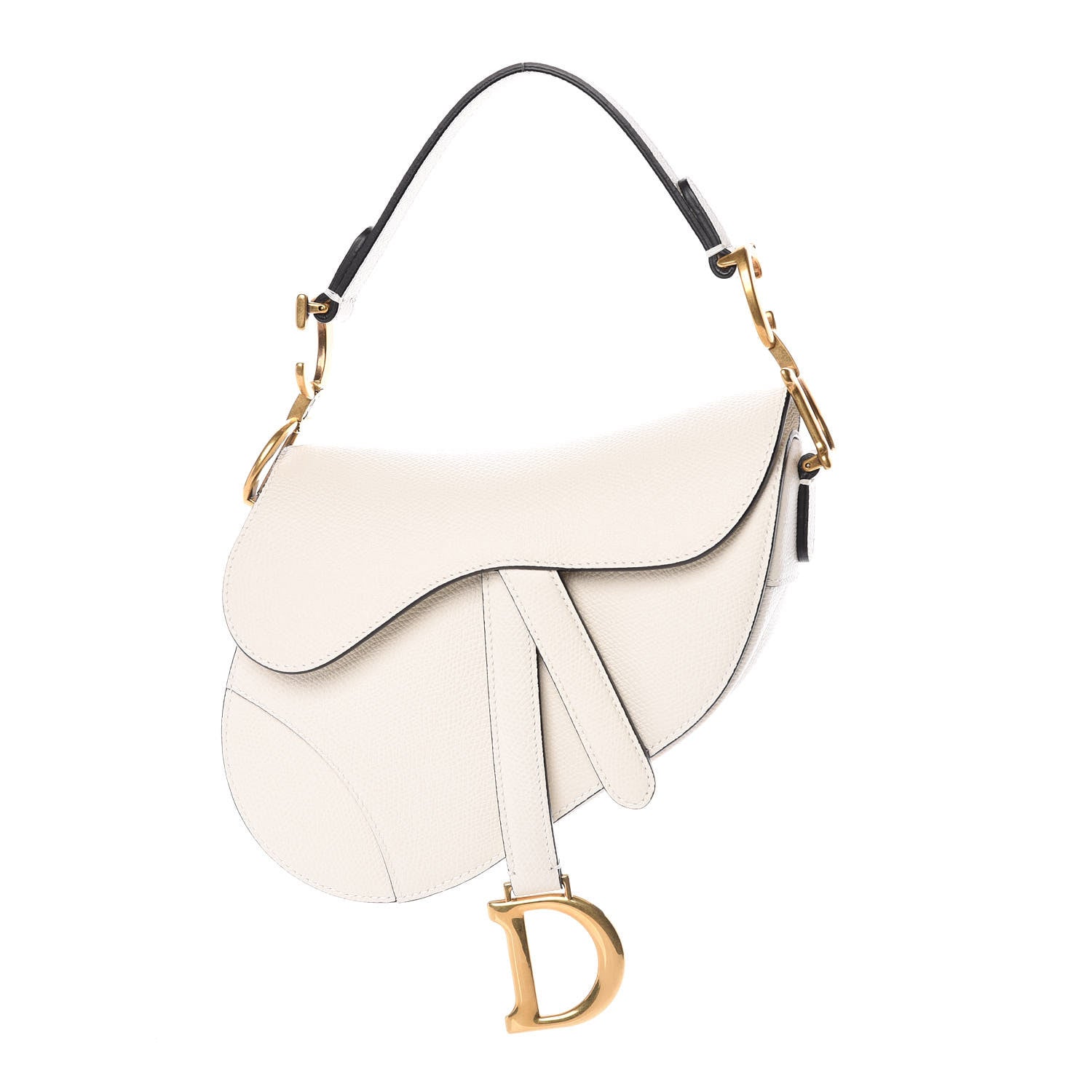 Christian Dior Grained Calfskin Mini Saddle Bag White 1 of 8