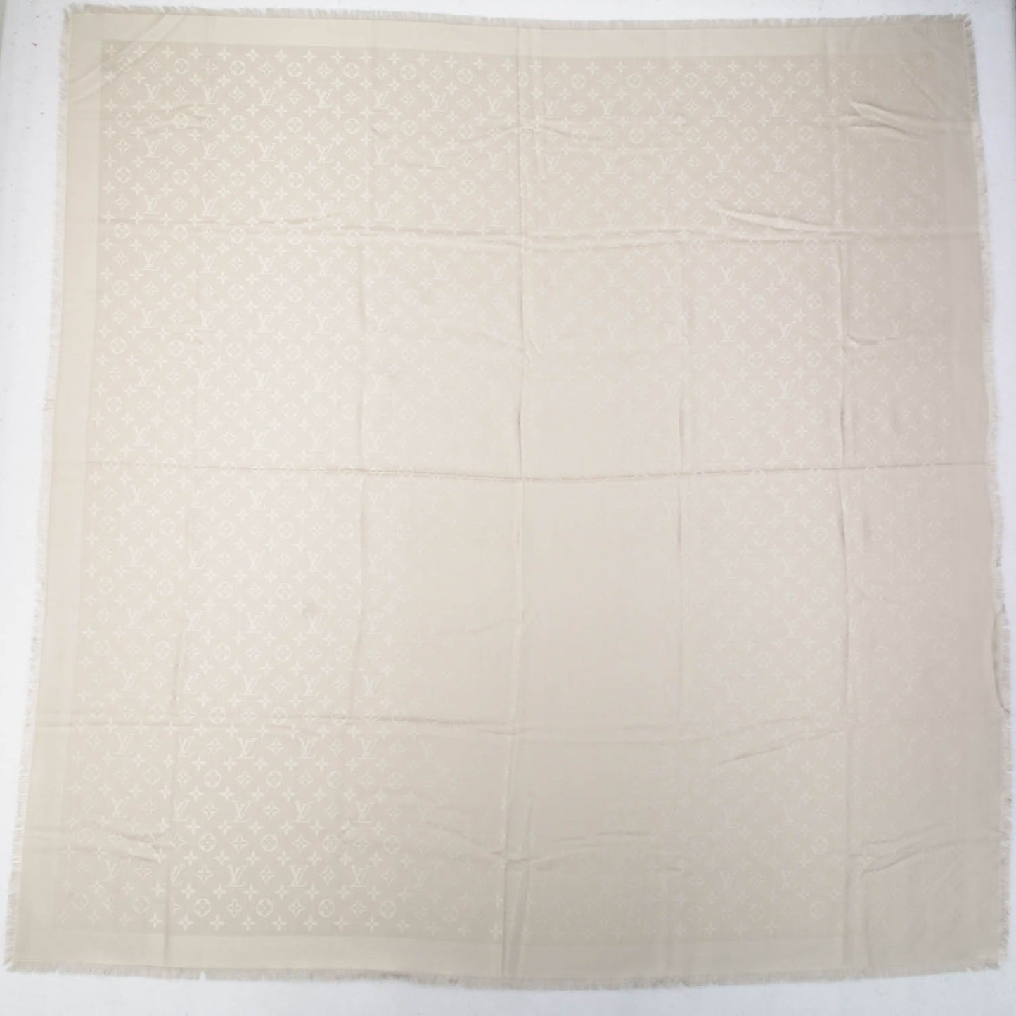 Silk Wool Monogram Shawl Beige