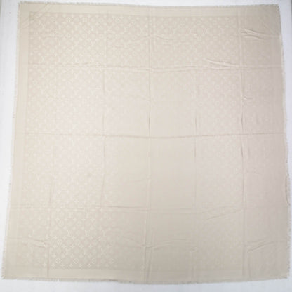 Louis Vuitton Silk Wool Monogram Shawl Beige 3 of 5