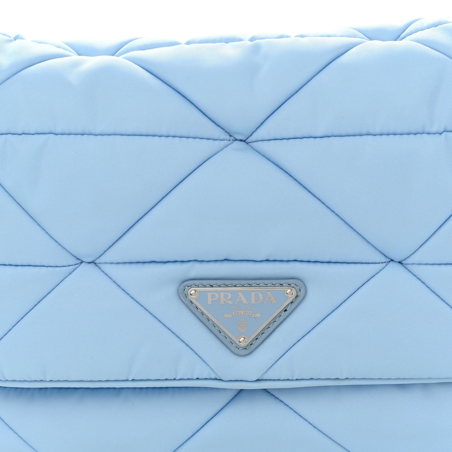 Re-Nylon Quilted Padded Flap Shoulder Bag Celeste