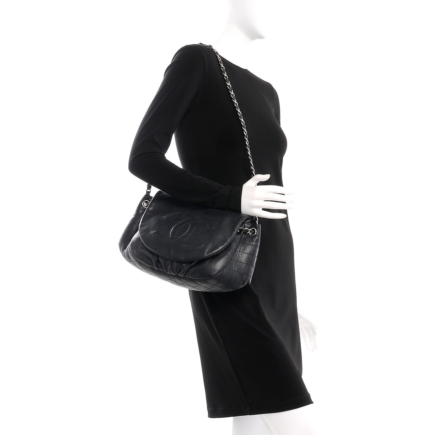 Chanel Caviar Half Moon Large Flap Black 3 of 8