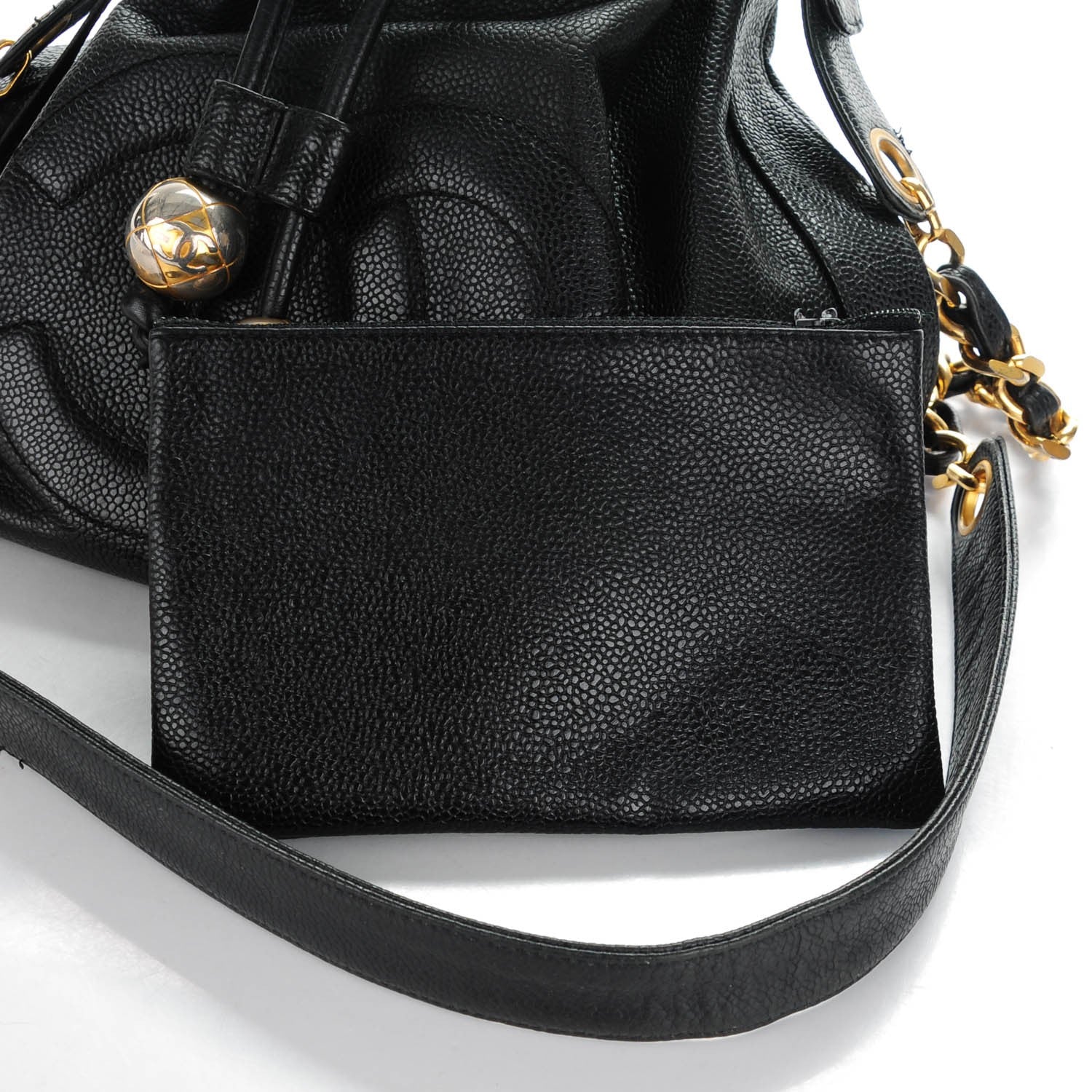 Chanel Caviar CC Drawstring Shoulder Bag Black 7 of 9